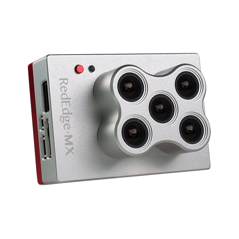 MicaSense RedEdge-MX multispectral camera showing its five lens array