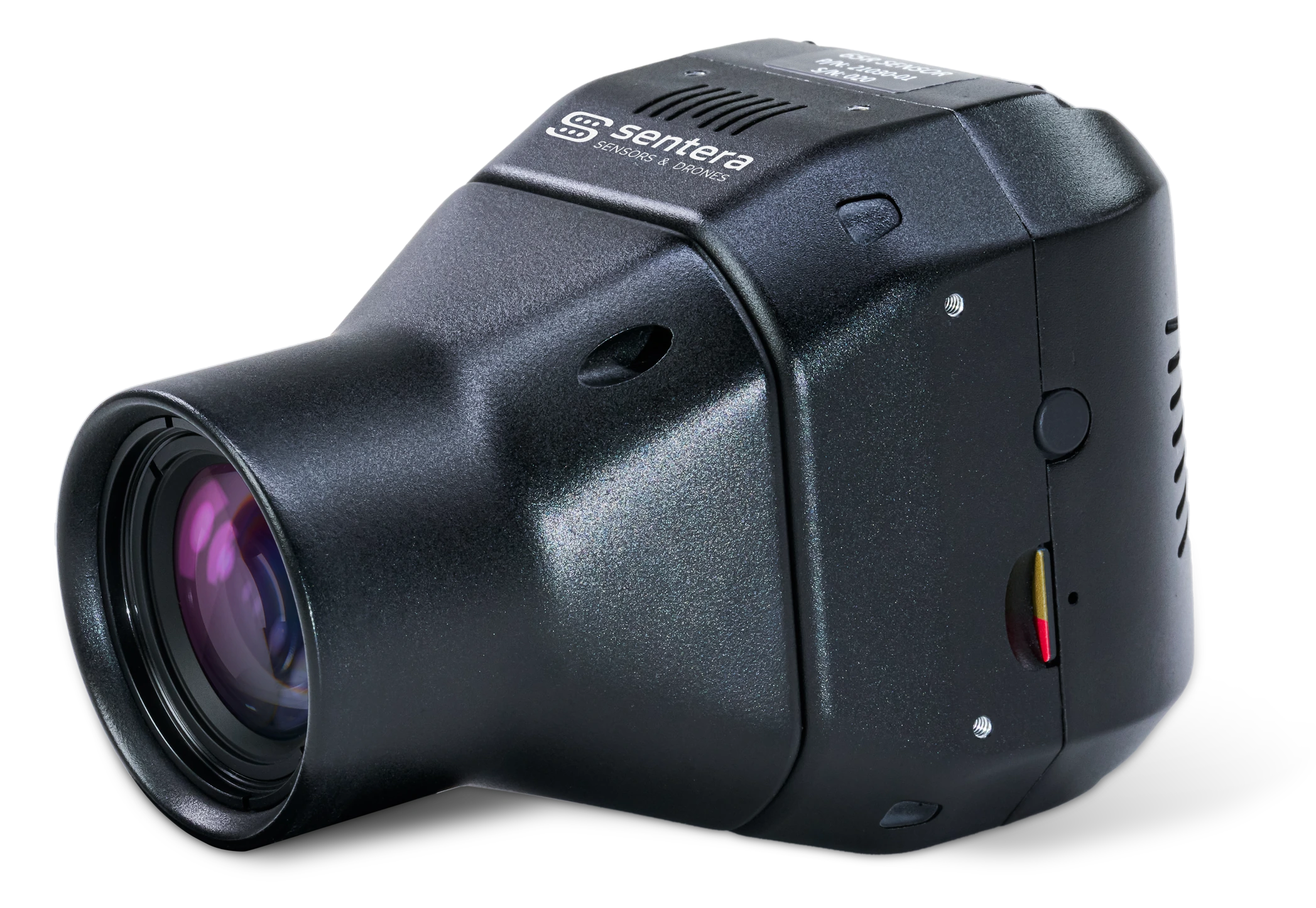 Sentera 65R sensor body with its fixed lens fitted, seen three-quarters from the front